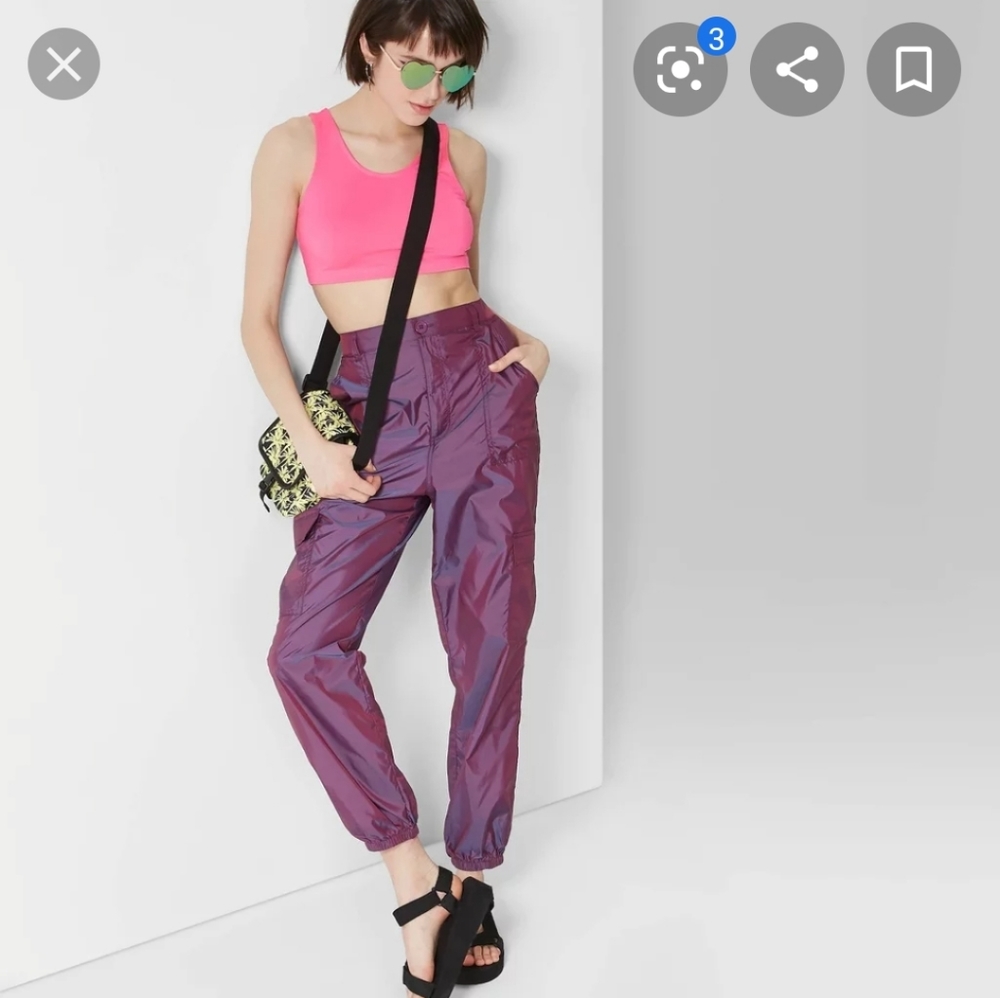 Wild Fable High Waisted Cargo Metallic Pants